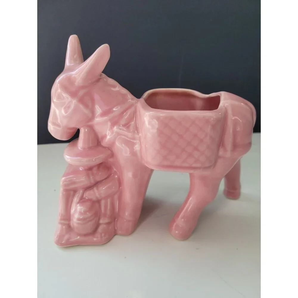 Vintage McCoy‎ Pink Ceramic Donkey Planter Mexican Siesta